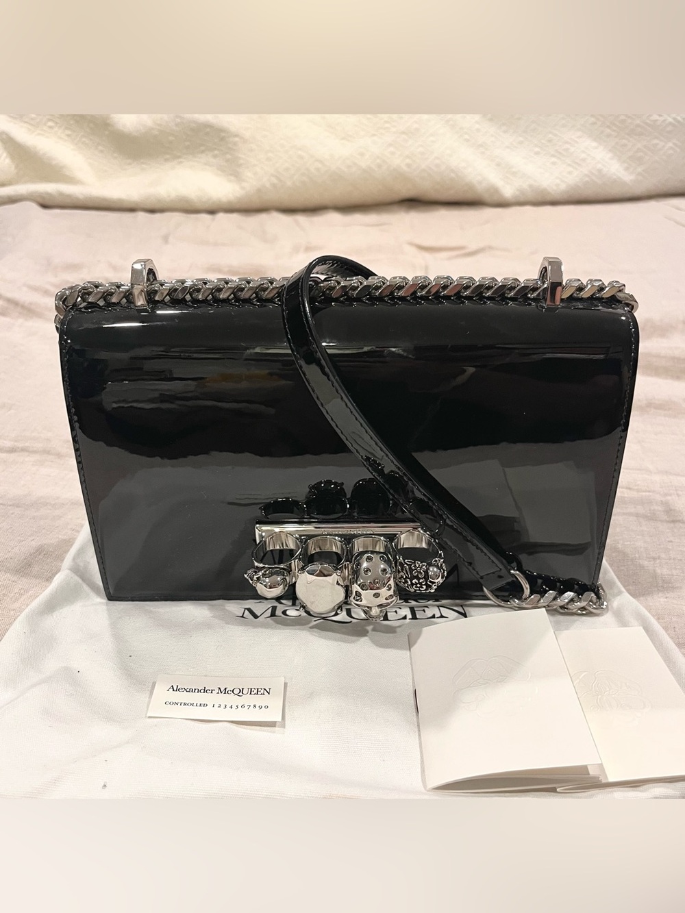 $2900 Alexander McQueen Large Jewel Satchel Four Ring Knuckle Duster Handbag